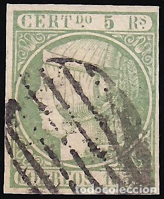 Sellos: ESPA&Ntilde;A, 1852 EDIFIL N&ordm; 16, 5 r. verde.