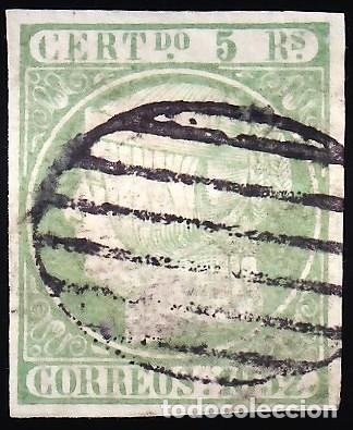 Sellos: ESPA&Ntilde;A, 1852 EDIFIL N&ordm; 16, 5 r. verde.