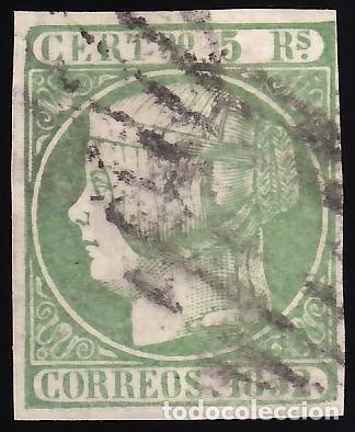 Sellos: ESPA&Ntilde;A, 1852 EDIFIL N&ordm; 16, 5 r. verde.