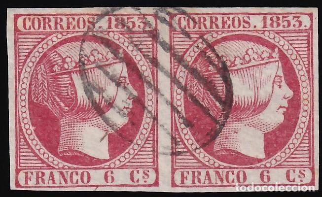 Sellos: ESPA&Ntilde;A, 1853 EDIFIL N&ordm; 17, 6 c. rosa. [Pareja.]