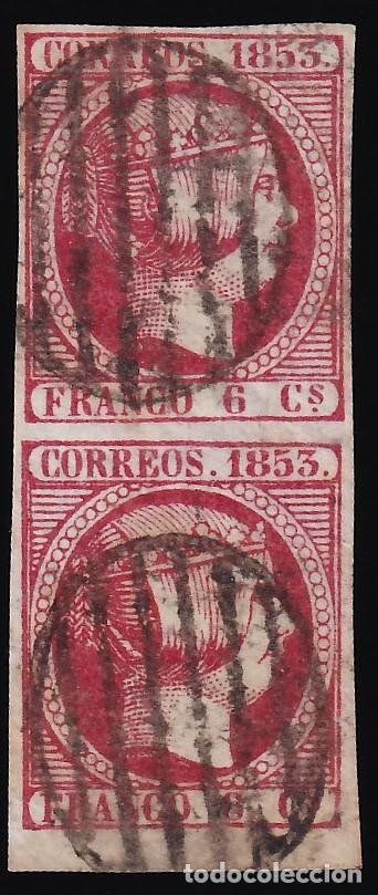 Sellos: ESPA&Ntilde;A, 1853 EDIFIL N&ordm; 17, 6 c. rosa. [Pareja.]