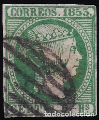 Sellos: ESPA&Ntilde;A, 1853 EDIFIL N&ordm; 20, 5 r. verde.
