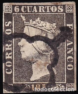 Sellos: ESPA&Ntilde;A, 1850 EDIFIL N&ordm; 1A, 6 cu. negro, [ Tipo II.]