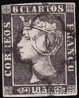 Sellos: ESPA&Ntilde;A, 1850 EDIFIL N&ordm; 1A, 6 cu. negro, [ Tipo II.]