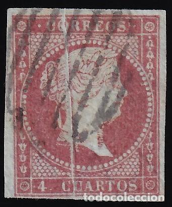 Sellos: ESPA&Ntilde;A, 1855 EDIFIL N&ordm; 44, 4 cu. rojo, [Fuelle vertical / NO RESE&Ntilde;ADO.]