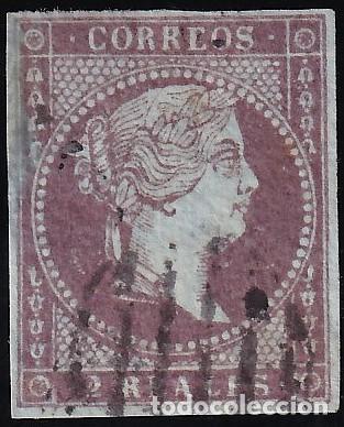 Sellos: ESPA&Ntilde;A, 1855 EDIFIL N&ordm; 42, 2 r. violeta.