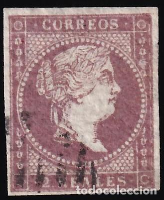 Sellos: ESPA&Ntilde;A, 1855 EDIFIL N&ordm; 46, 2 r. violeta, [Filigrana L&iacute;neas Cruzadas.]