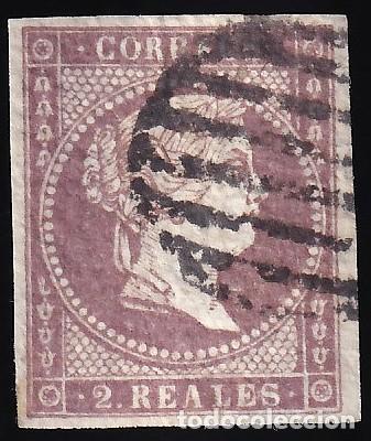 Sellos: ESPA&Ntilde;A, 1855 EDIFIL N&ordm; 46, 2 r. violeta, [Filigrana L&iacute;neas Cruzadas.]