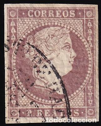 Sellos: ESPA&Ntilde;A, 1855 EDIFIL N&ordm; 46, 2 r. violeta, [Mat. Administrativo.]