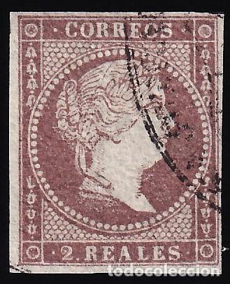 Sellos: ESPA&Ntilde;A, 1855 EDIFIL N&ordm; 46, 2 r. violeta, [Mat. Administrativo.]