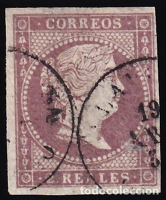 Sellos: ESPA&Ntilde;A, 1855 EDIFIL N&ordm; 46, 2 r. violeta, [Mat. Fechador.]