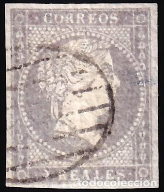 Sellos: ESPA&Ntilde;A, 1855 EDIFIL N&ordm; 46, 2 r. violeta,