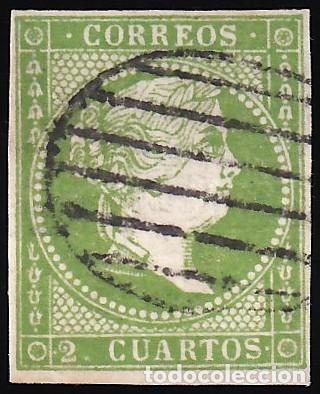 Sellos: ESPA&Ntilde;A, 1855 EDIFIL N&ordm; 47, 2 cu. verde