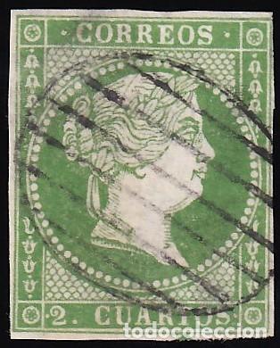 Sellos: ESPA&Ntilde;A, 1855 EDIFIL N&ordm; 47, 2 cu. verde