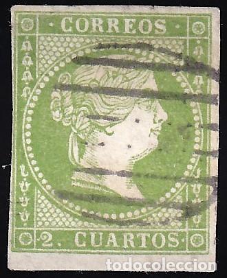 Sellos: ESPA&Ntilde;A, 1855 EDIFIL N&ordm; 47, 2 cu. verde