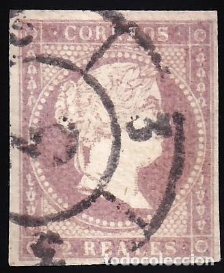 Sellos: ESPA&Ntilde;A, 1855 EDIFIL N&ordm; 50, 2 r. violeta