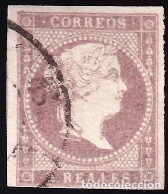 Sellos: ESPA&Ntilde;A, 1855 EDIFIL N&ordm; 50, 2 r. violeta