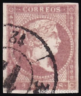 Sellos: ESPA&Ntilde;A, 1855 EDIFIL N&ordm; 50, 2 r. violeta