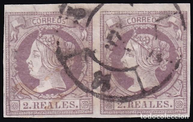 Sellos: ESPA&Ntilde;A, 1860-1861 EDIFIL N&ordm; 56, 2 r. violeta, [Pareja.]