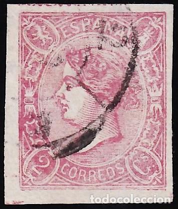 Sellos: ESPA&Ntilde;A, 1865 EDIFIL N&ordm; 69, 2 cu. rosa