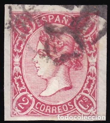 Sellos: ESPA&Ntilde;A, 1865 EDIFIL N&ordm; 69a, 2 cu. rosa oscuro