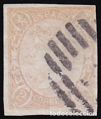 Sellos: ESPA&Ntilde;A, 1865 EDIFIL N&ordm; 73A, 2 r. salm&oacute;n.