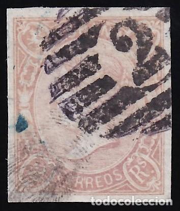 Sellos: ESPA&Ntilde;A, 1865 EDIFIL N&ordm; 73A, 2 r. salm&oacute;n.