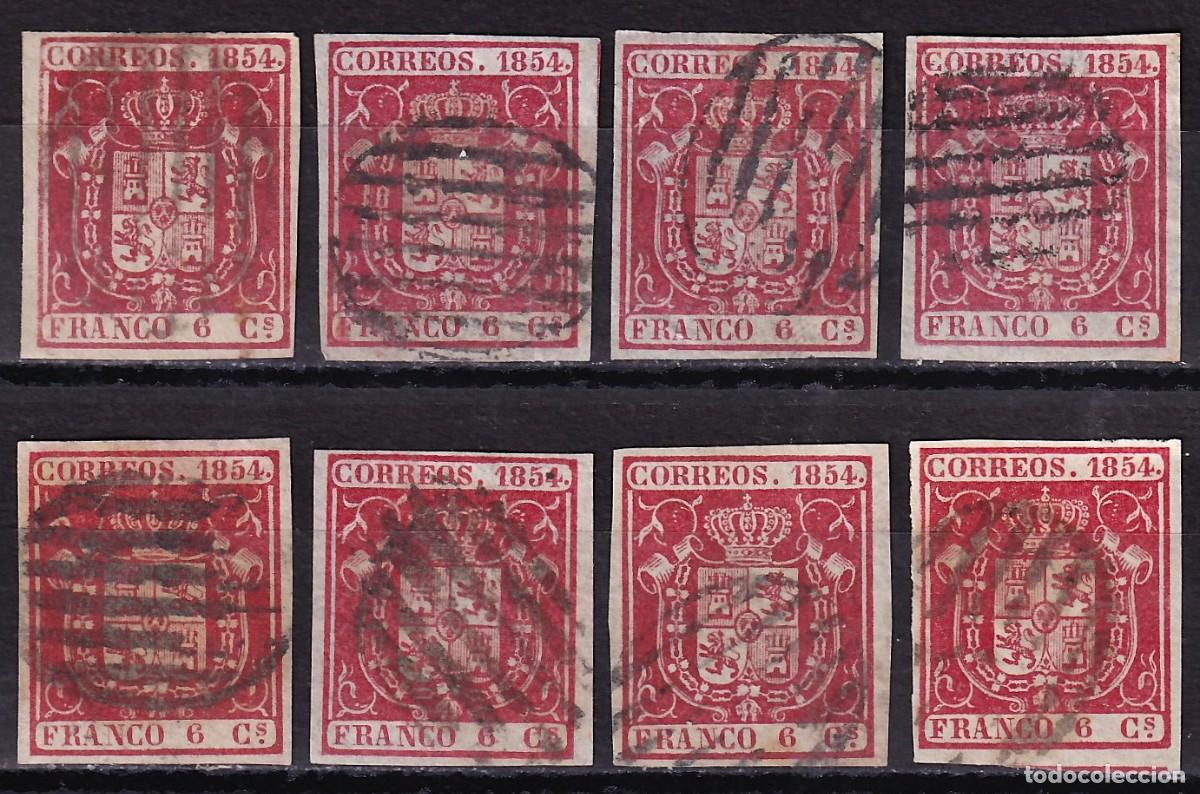 Sellos: ESPA&Ntilde;A, 1854 EDIFIL N&ordm; 24, 6 cu. carm&iacute;n,