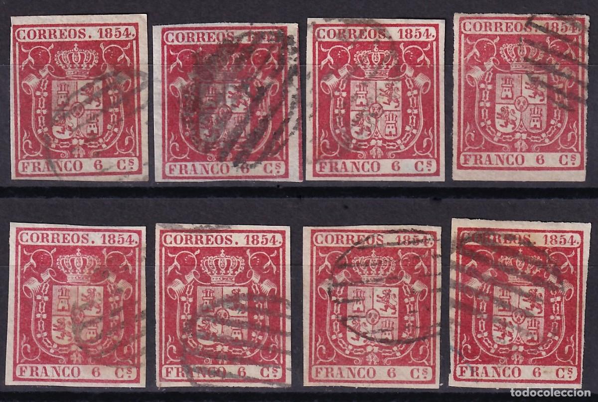 Sellos: ESPA&Ntilde;A, 1854 EDIFIL N&ordm; 24, 6 cu. carm&iacute;n,