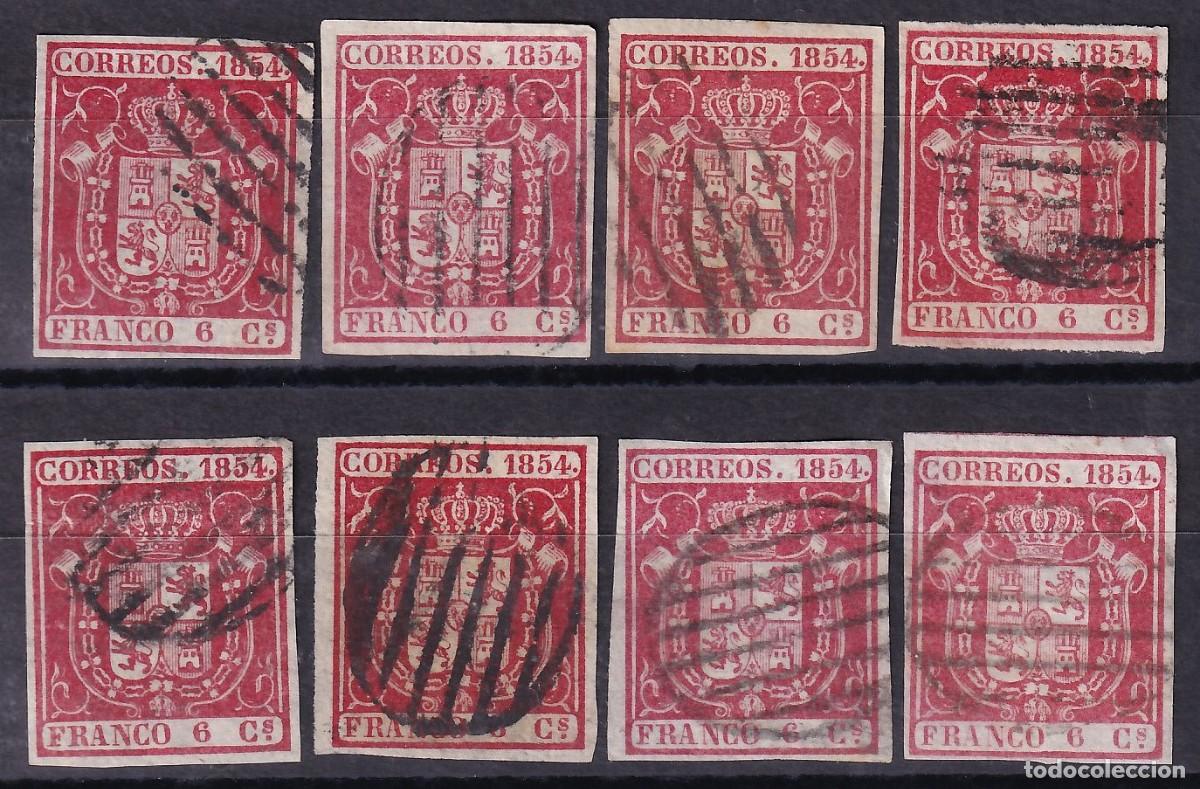 Sellos: ESPA&Ntilde;A, 1854 EDIFIL N&ordm; 24, 6 cu. carm&iacute;n,