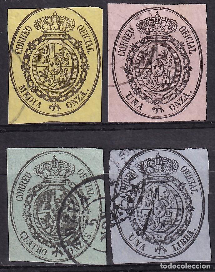 Sellos: ESPA&Ntilde;A, 1855 EDIFIL N&ordm; 35 / 38, Escudo de Espa&ntilde;a. [Mat. Fechador.]