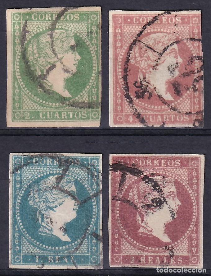 Sellos: ESPA&Ntilde;A, 1855 EDIFIL N&ordm; 47, 48, 49, 50, [Mat. Rueda de Carreta.]