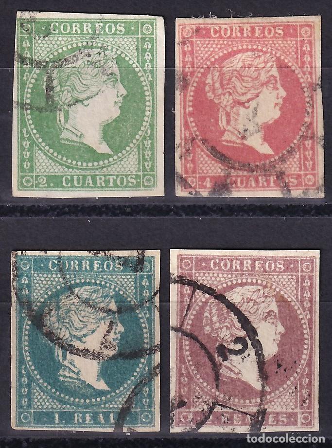 Sellos: ESPA&Ntilde;A, 1855 EDIFIL N&ordm; 47, 48, 49, 50, [Mat. Rueda de Carreta.]