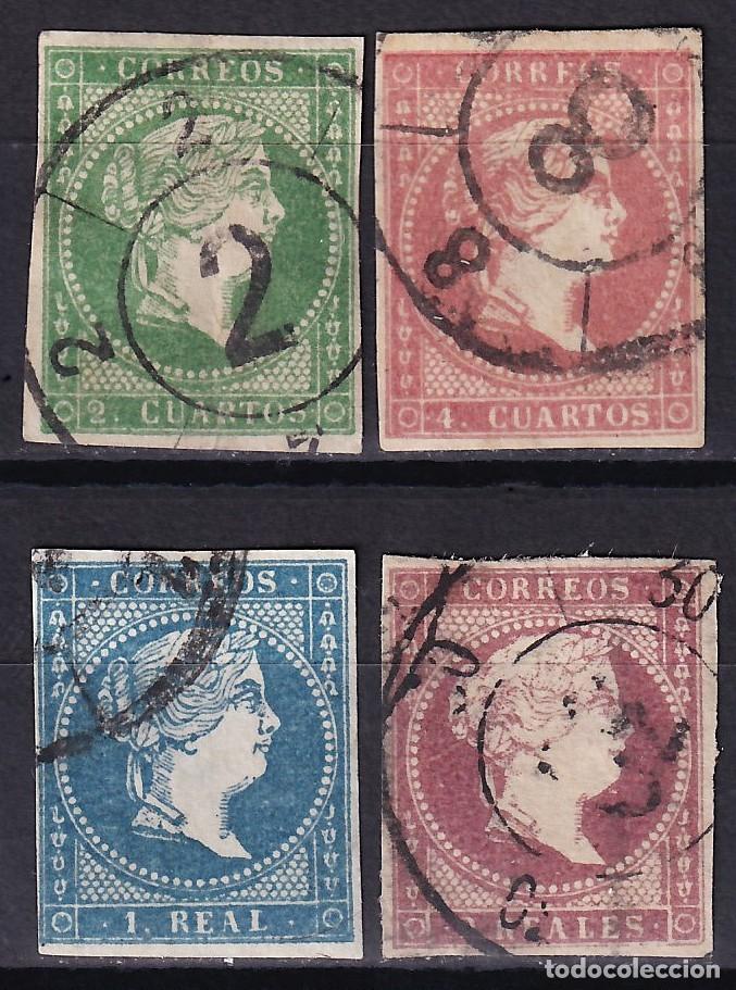 Sellos: ESPA&Ntilde;A, 1855 EDIFIL N&ordm; 47, 48, 49, 50, [Mat. Rueda de Carreta.]