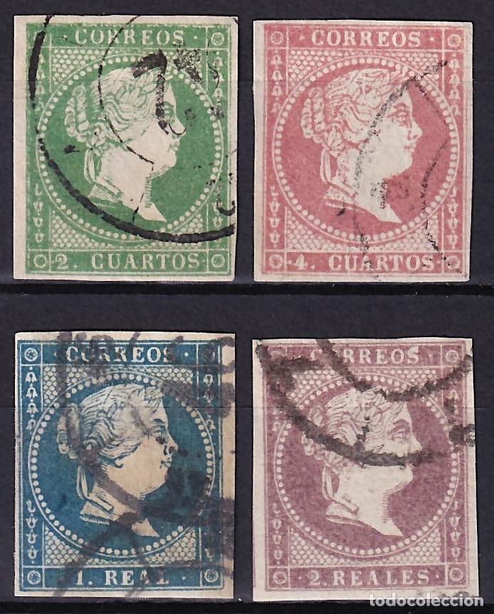 Sellos: ESPA&Ntilde;A, 1855 EDIFIL N&ordm; 47, 48, 49, 50, [Mat. Rueda de Carreta.]