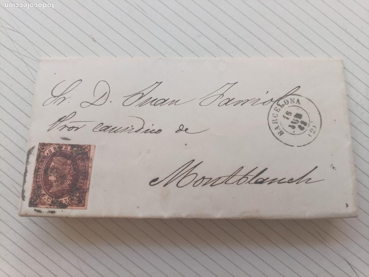 Sellos: CARTA ENTERA, BARCELONA A MONTBLANCH.