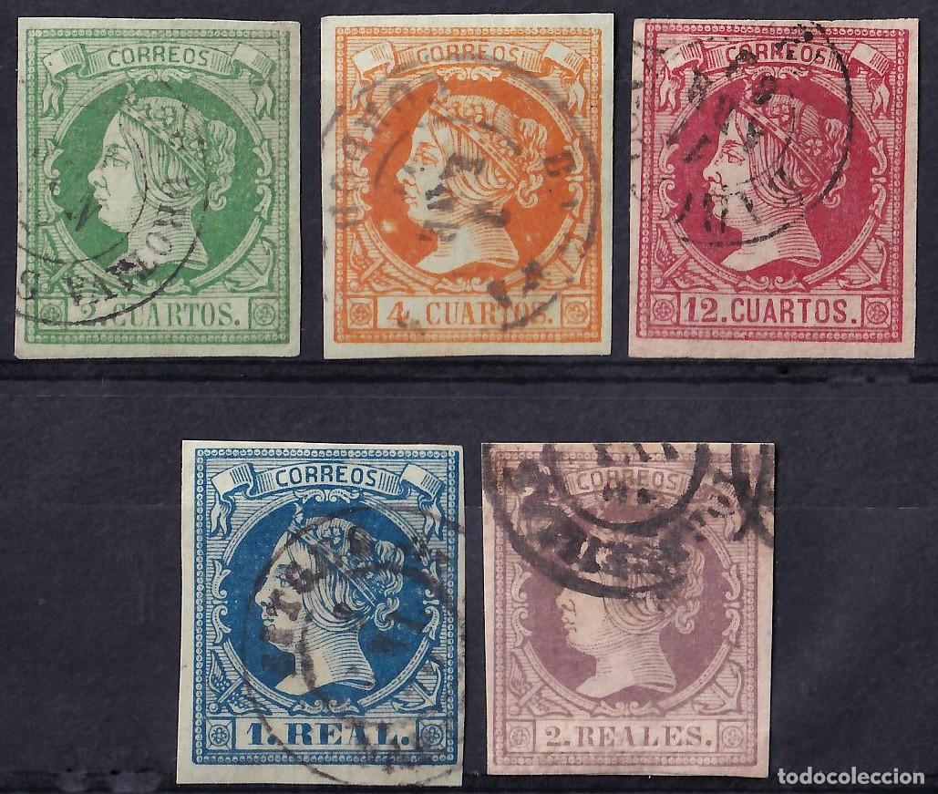 Sellos: ESPA&Ntilde;A, 1860-1861 EDIFIL N&ordm; 51, 52, 53, 55, 56, [Mat. Fechador.]