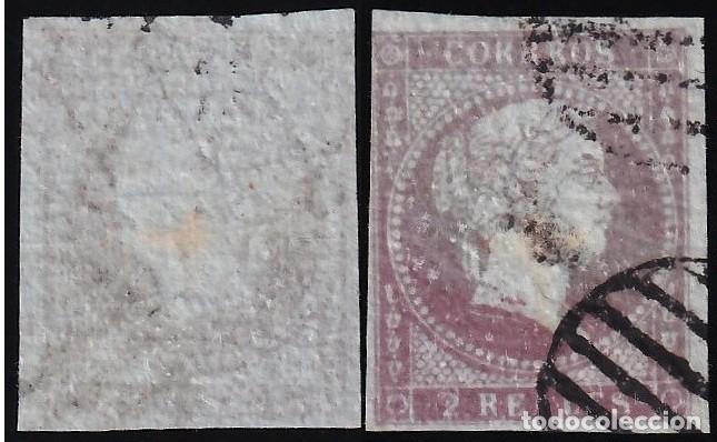 Sellos: ESPA&Ntilde;A, 1855 EDIFIL N&ordm; 41id, 2 r. violeta, [Filigrana desplazada.]