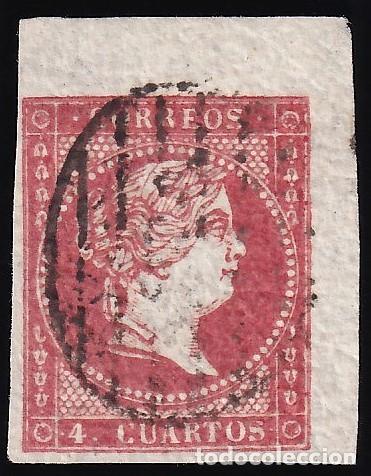 Sellos: ESPA&Ntilde;A, 1855 EDIFIL N&ordm; 44A, 4 cu. rojo, Tipo II. [Borde de Hoja.]