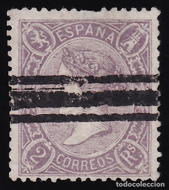 Sellos: ESPA&Ntilde;A, 1865 EDIFIL N&ordm; 79. 2 r. lila oscuro. [Barrado.]