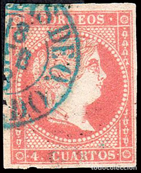 Sellos: Asturias - Edi o 48 - 4 cuartos - Mat Fech. Tp. I azul &rdquo;Cangas de O.&rdquo;