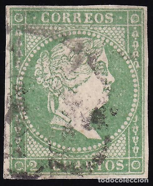 Sellos: ESPA&Ntilde;A, 1855 EDIFIL N&ordm; 47, 2 cu. verde