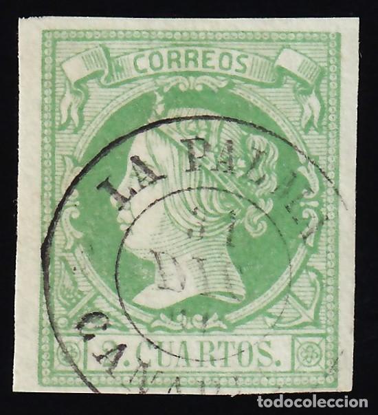 Sellos: ESPA&Ntilde;A, 1860-1861 EDIFIL N&ordm; 51, 2 cu. verde. [Mat. Fechador.]