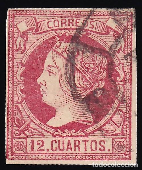 Sellos: ESPA&Ntilde;A, 1860-1861 EDIFIL N&ordm; 53, 12 cu. carm&iacute;n.