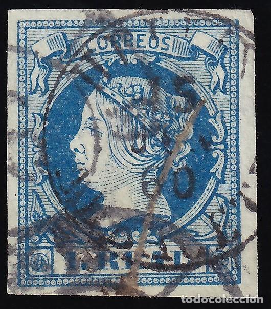 Sellos: ESPA&Ntilde;A, 1860-1861 EDIFIL N&ordm; 55, 1 r. azul.