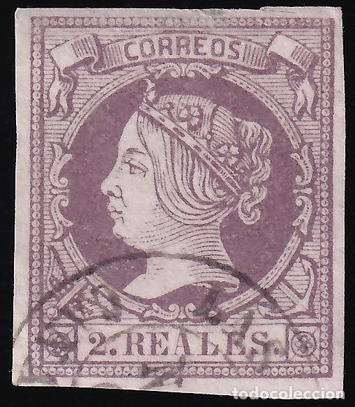 Sellos: ESPA&Ntilde;A, 1860-1861 EDIFIL N&ordm; 56, 2 r. violeta.