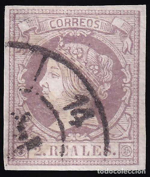 Sellos: ESPA&Ntilde;A, 1860-1861 EDIFIL N&ordm; 56, 2 r. violeta.
