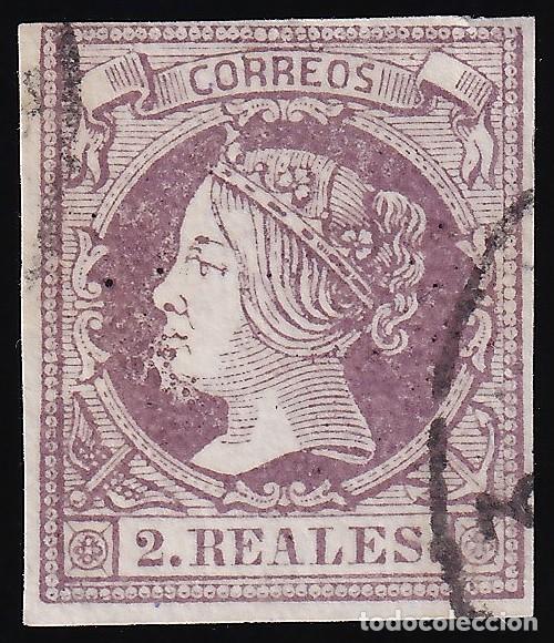Sellos: ESPA&Ntilde;A, 1860-1861 EDIFIL N&ordm; 56, 2 r. violeta.