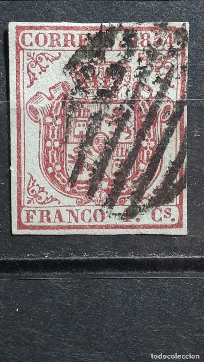 Sellos: ESPA&Ntilde;A. A&Ntilde;O 1854. &deg;. Edifil 33