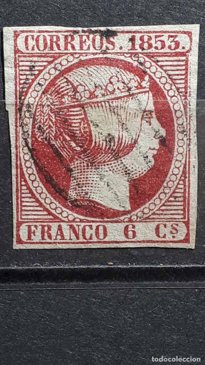 Sellos: ESPA&Ntilde;A. A&Ntilde;O 1853. &deg;. Edifil 2